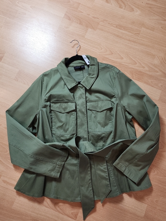 NWT Lane Bryant Green Crop Peplum Utility Jacket Belted Soft Cotton Blend 20 2X - Picture 8 of 16